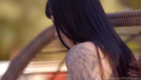 Two hot babes have amazing bdsm fun in bondage and strap-on